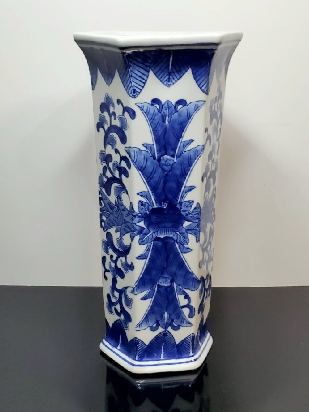 13 3/4" Delft Style Transfer+Painted Blue Wht Chinoiserie Chinese Export Ware - Picture 8 of 13